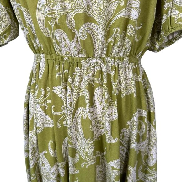 Daily Practice by Anthropologie Chartreuse Green Paisley Print Mini Dress - Picture 6 of 10